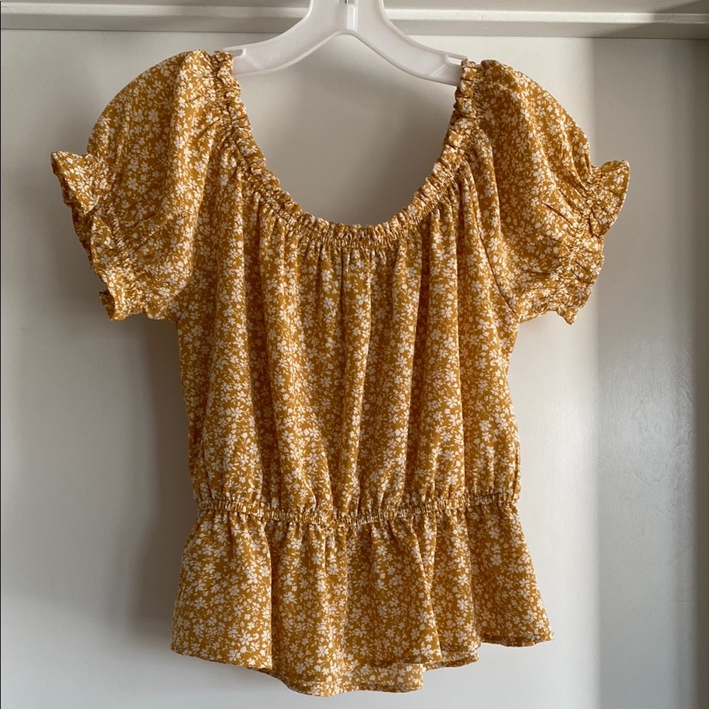 Floral Ruffle Blouse in Mustard - Picture 3 of 3